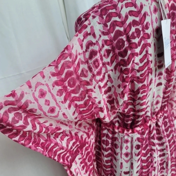 NWT BEACH LUNCH LOUNGE Pink Orange MAXI DRESS Cover up Ruffle Tie Womens sz S - Picture 12 of 13